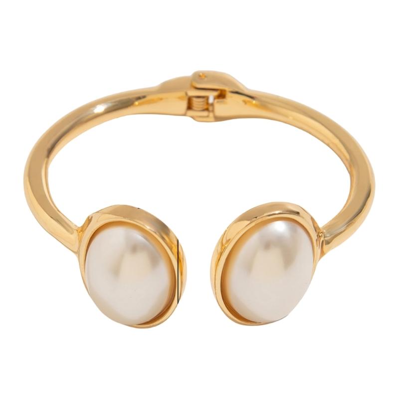 Модный Браслет-Браслет из Жемчуга и Металла Уникальный Открытый Браслет из Жемчуга и Металла Уникальный Браслет для Непринужденной Элегантности 1