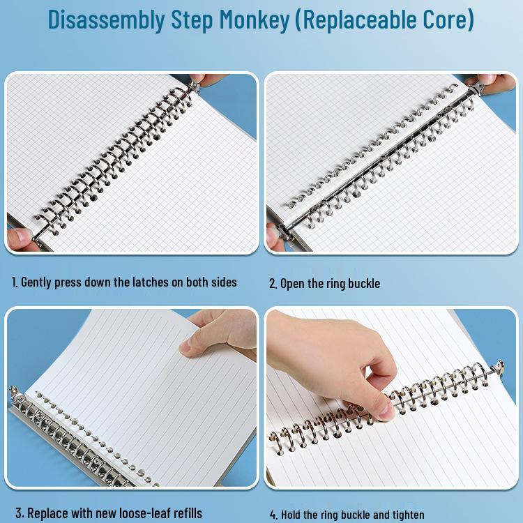 B5 26-Hole Loose-Leaf Notebook Refill, Detachable A4 Horizontal Line Grid Paper