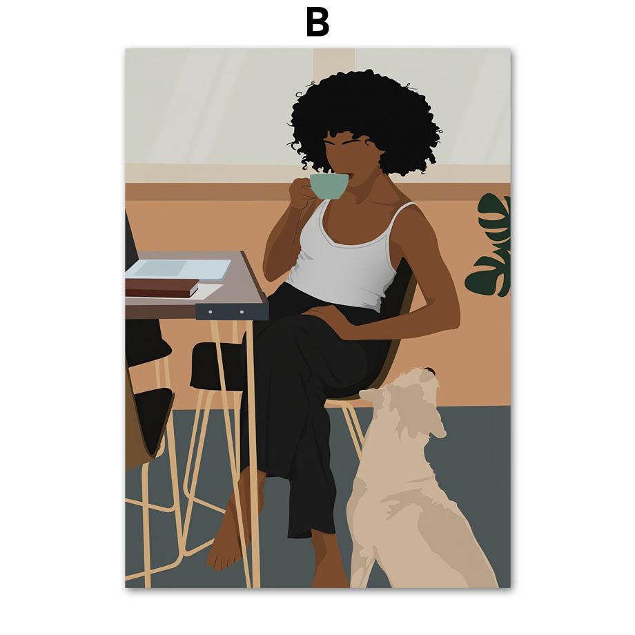 Feminist Nordic Posters And Prints Black Woman Read Girl Power Boho Wall Art Canvas Painting Wall Pictures For Living Room Decor