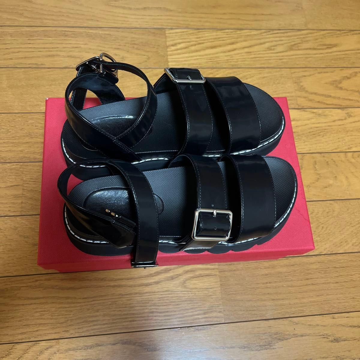 earth music&ecology platform strap sandals black