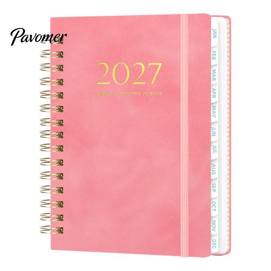 Agenda Appuntamenti A5 2027 Planner Settimanale Spiralato, Calendario Settimanale 365 Giorni con Organizer Copertina Rigida Elastico, 140 Pagine Carta Spessa
