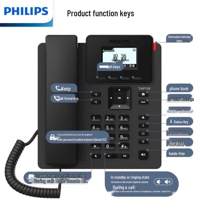 

Philips AIP108 VOIP Desk Phone (CN version)