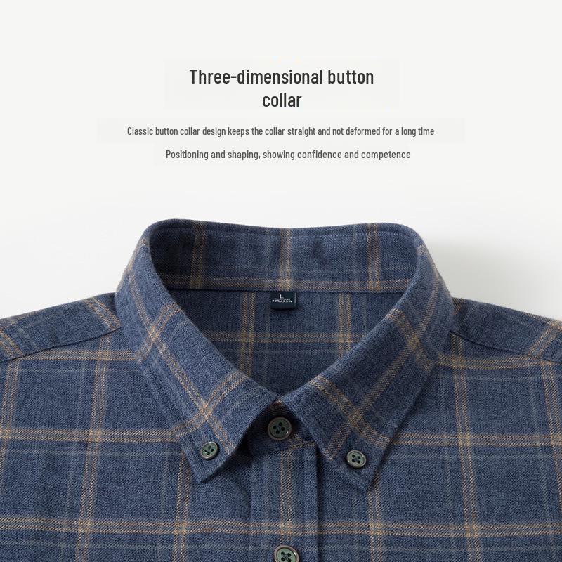 Men's Long-Sleeve Plaid Shirt: Comfortable, Breathable Cotton for Spring and Autumn Casual Wear