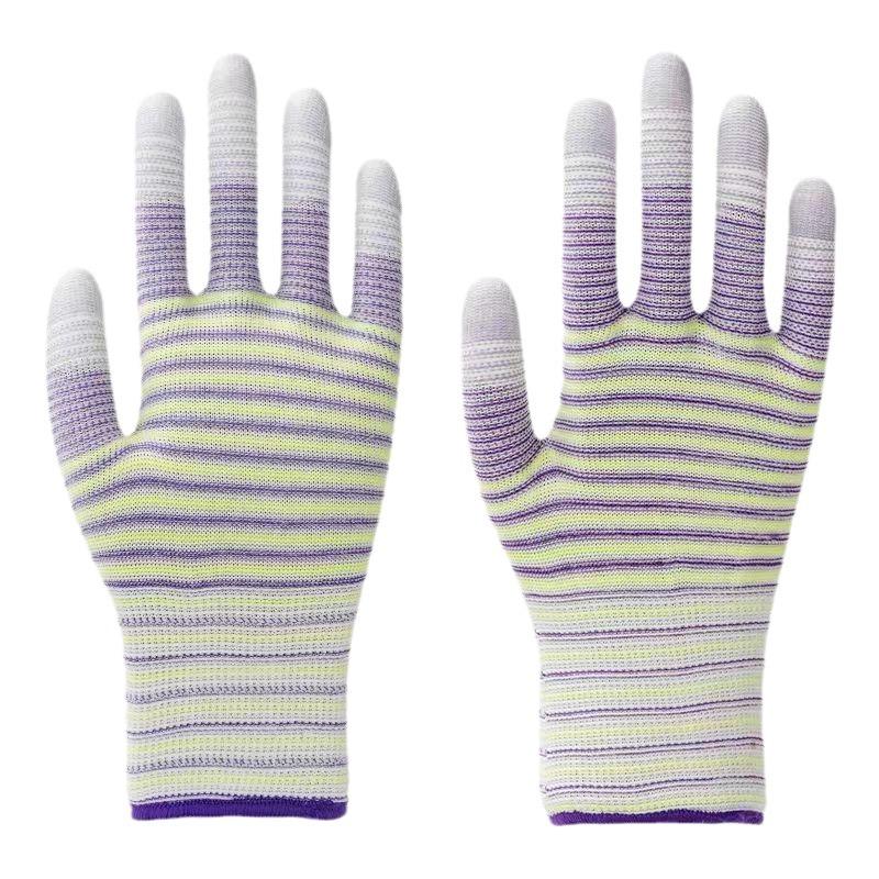 1/3/5 Perechi Mănuși de Lucru Respirabile Rezistente la Spini Antiderapante Rezistente la Uzură Nailon Mănuși Industriale cu Dungi Antistatice Mănuși de Grădinărit