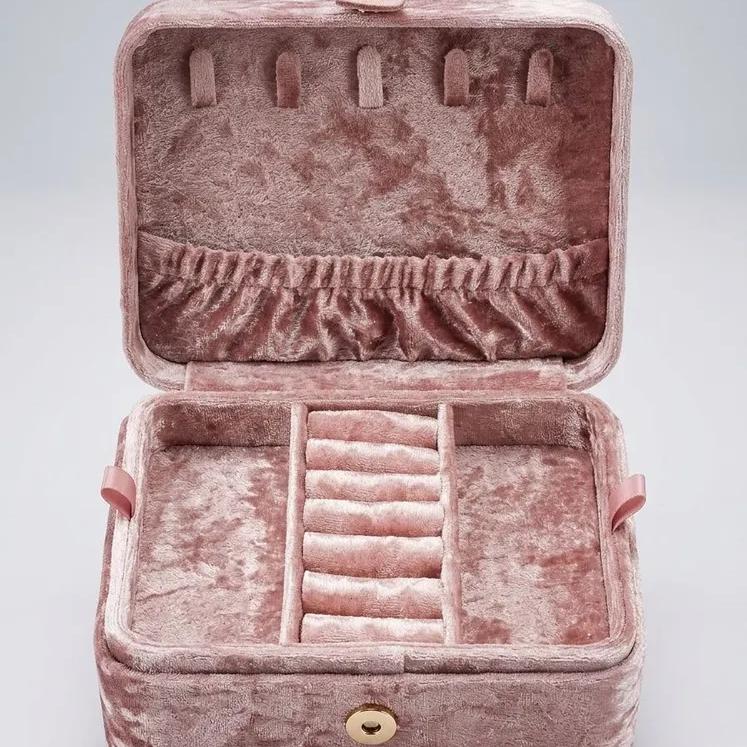 Flower Knows ledge Jewelry Box Flocking Polarized Pink Storage Box Ring Earrings Necklace Jewelry Girl Storage Box
