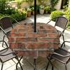 Outdoor Round Tablecloth With Umbrella Hole Waterproof Oil-Resistant Patio Dining Cover Deck Garden Terrace