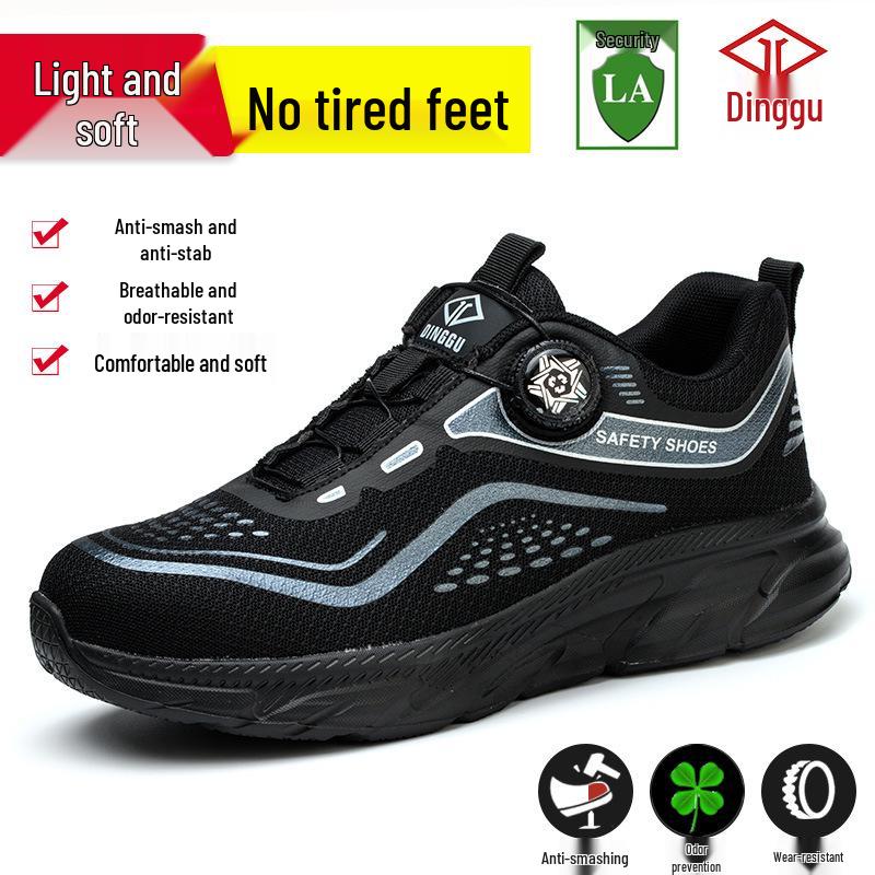 

Men s Lightweight Lace-Free Work Shoes: All-Season, Anti-Smash, Anti-Puncture, Slip-On Design