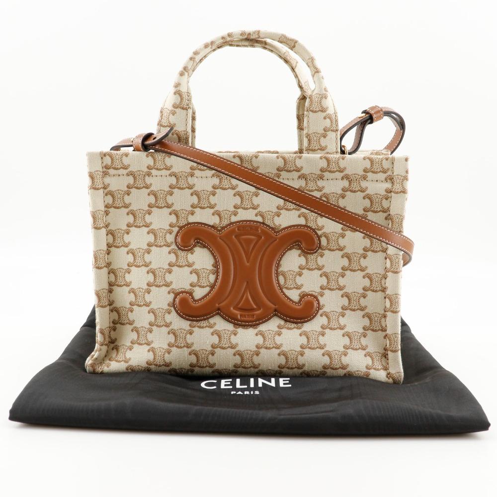CELINE Triomphe Small Hippo Thais Handbag 19916 2EZ6 01BC 2WAYShoulder beige canvas Women Used