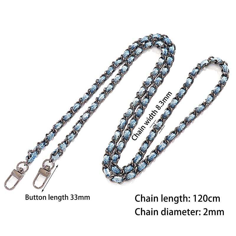 

25/120 см регульований металевий ланцюжок сумки для плетеної джинсової тканини через плече через плече, лямка для сумочки своїми руками Знімні ремені ручної роботи 120cm