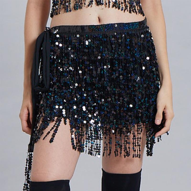 Sequin Fringe Tassel Skirt Belly Dance Belt Costume Hip Scarf Wrap Halloween