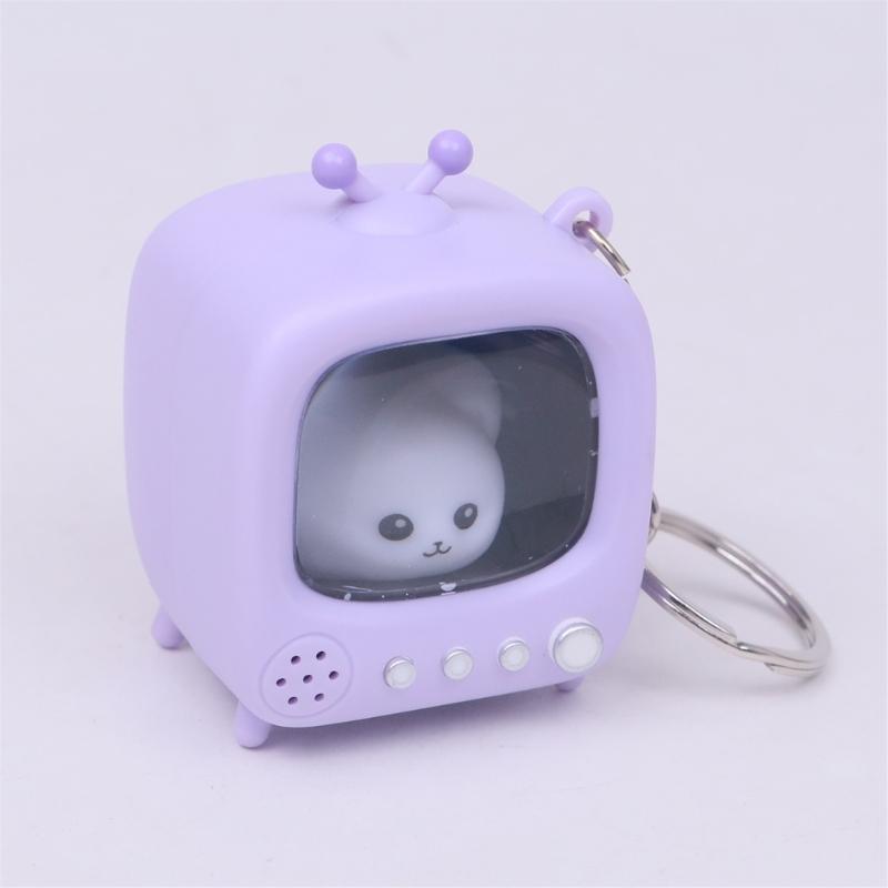 Mini TV Keychain Retro Design With Glowing Doll Feature For Keys Bags And Kids Gifts Bag Hanging Accessories