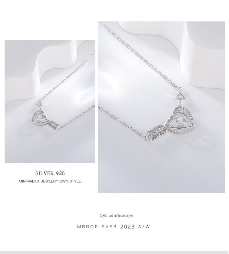 925 Sterling Silver Heart Clavicle Necklace - Celebrity Style