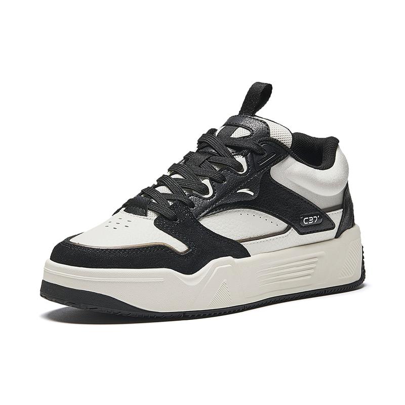 New Anta C37 Series Anti Slip And Wear Resistant Lightweight Height Increasing Low Top Skateboard Shoes Women's White Black 922448081-2