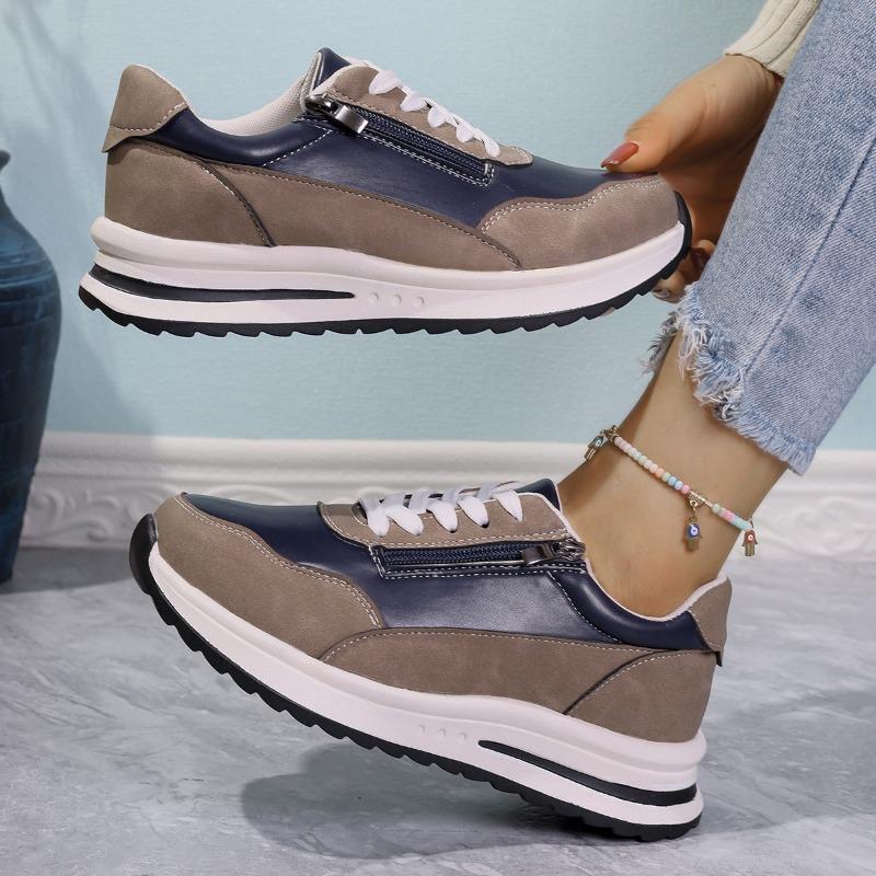 Women's Round Toe Lace-Up Flats, Plain Casual Slip-On Shoes, Plus Size Fall Footwear