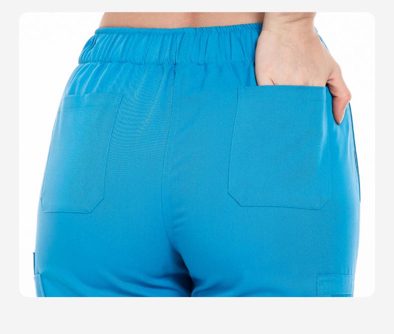 Elastische Taille-Cinchende Ziekenhuis Scrub Set voor Dames - Korte Mouwen Chirurgisch Gaan en Split Broek