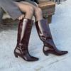 Long boots are thin but knee-length Ankara red stiletto cat and pointed high boots knight boots short boots