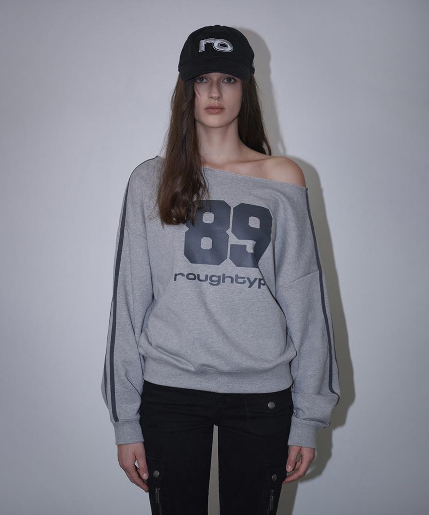 ROUGHTYPE Trackline Off-Shoulder Sweatshirt - Gray