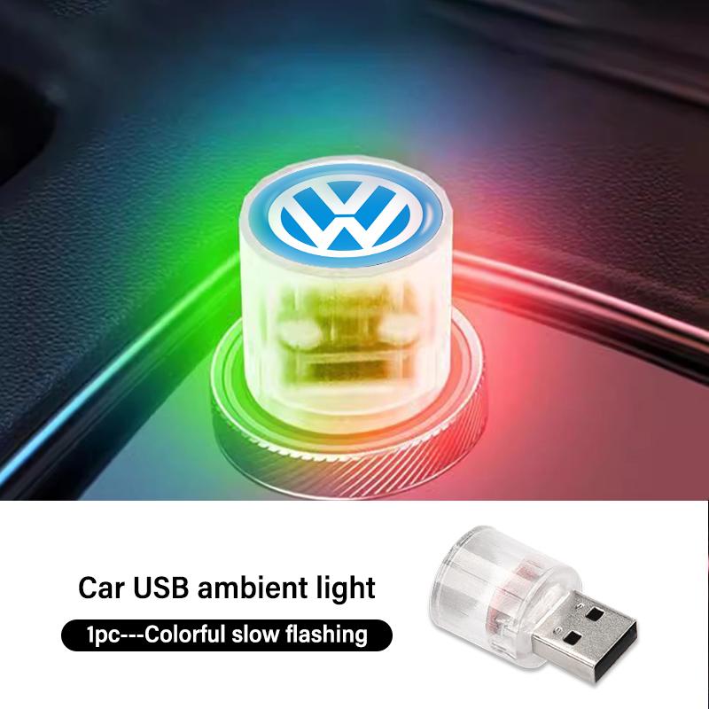 RUN1 For Volkswagen VW Colorful Car Ambient Light USB LED Atmosphere Lamp Portable Golf 4 5 6 7 Polo Jetta Sagitar Magotan Passat B5