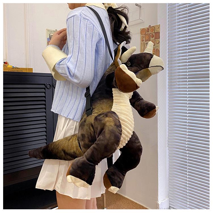 Winter Children's Dinosaur Plush Toy Bag - Tyrannosaurus & Triceratops Gift for Kids