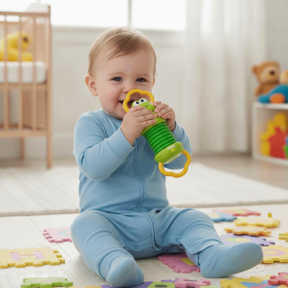 Educational Cartoon Frog Accordion Toy Handheld Mini Musical Instrument Toy Music Learning Cute Sensory Toy Baby