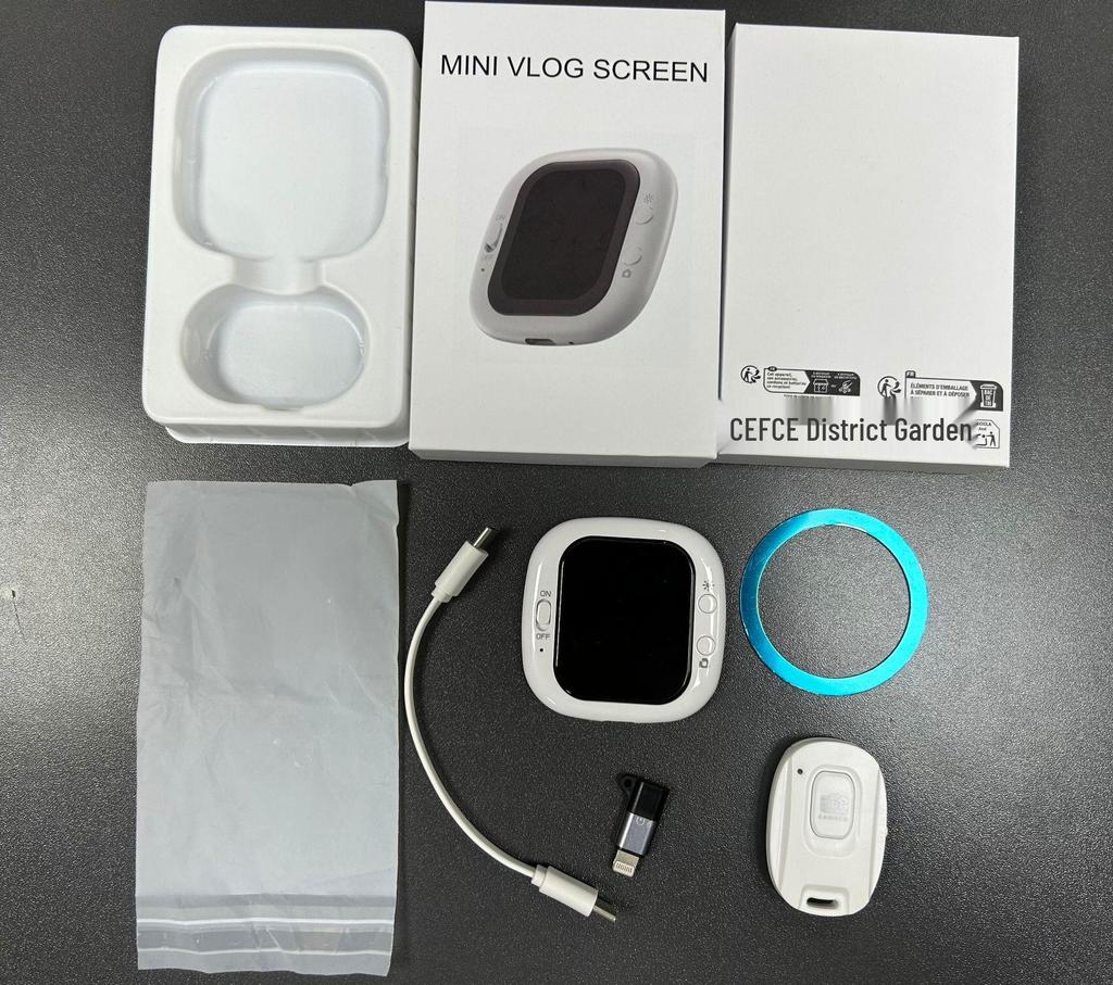 Compact Selfie Mirror Phone Device with Wired Rear Camera Connection
