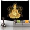 Goldener Buddha-Wandteppich, Wandbehang, psychedelisch, geheimnisvoll, Hippie-Tapies, böhmische Wohnzimmer-Heimdekoration