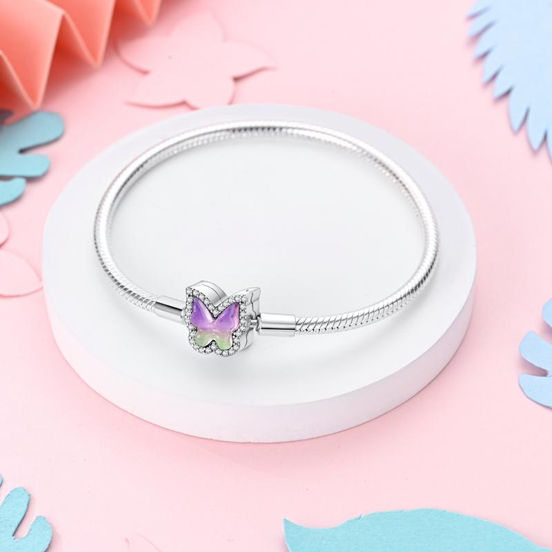 Bracelet Silver 925 Original Cute Cat Luminous Butterfly Tree of Life Bracelets Fit DIY Charms Beads Jewelry Gift Making