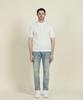 PANICALE Ivory Striped Short-Sleeve Polo Knit