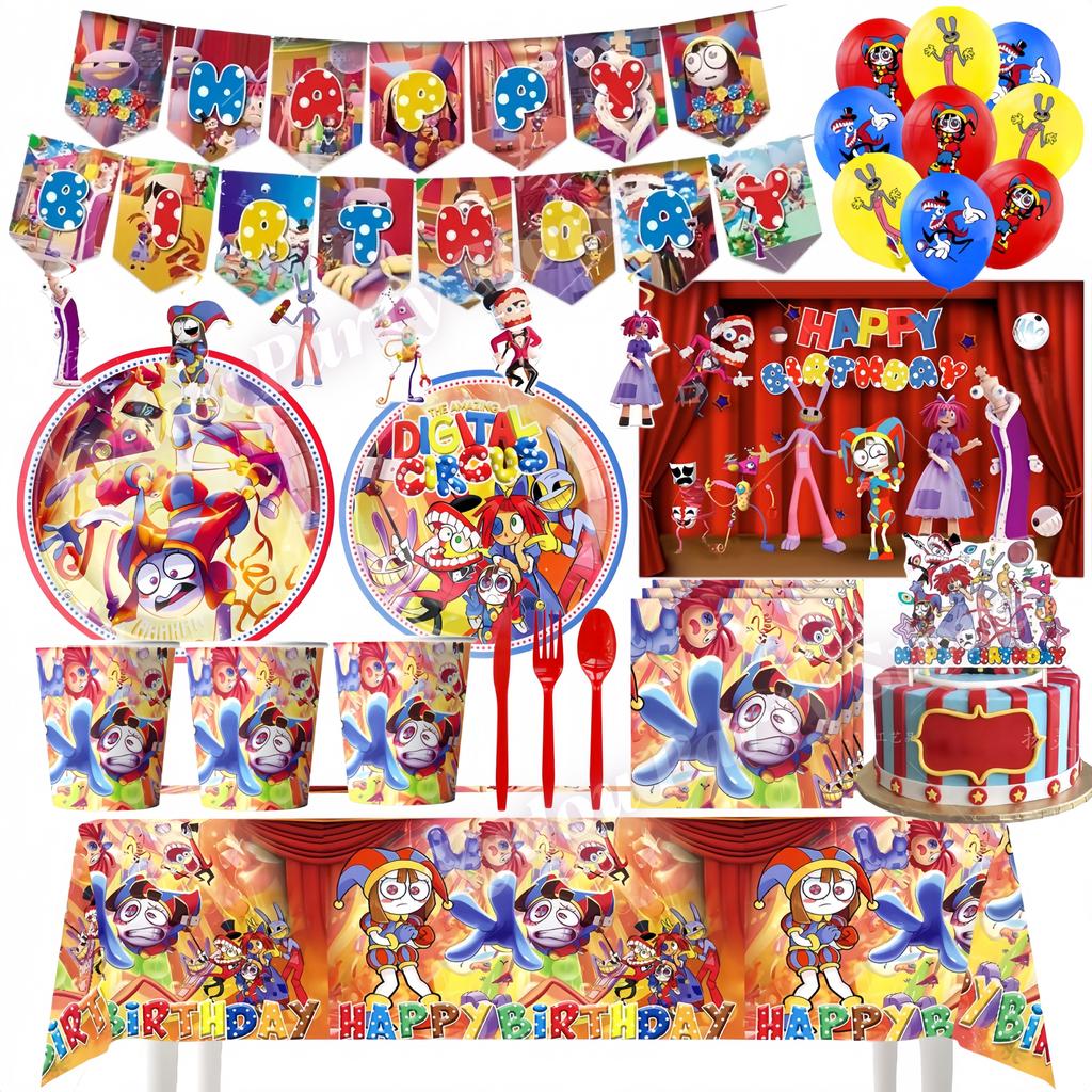 Incredibili Decorazioni per Festa di Compleanno Digitalizzate Stoviglie da Circo Tazza Piatto Tovaglioli per Bambini Photo Booth Forniture per Festa Baby Shower