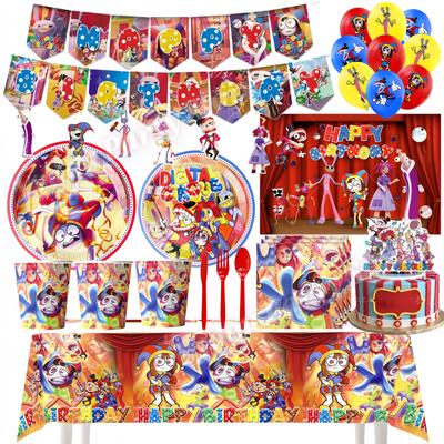 Amazing Birthday Party Decorations Digitaled Circus Tableware Cup Plate Napkins for Kids Photo Booth Baby Shower Party Supplies