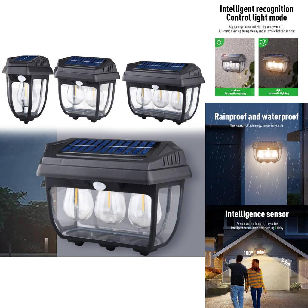 Vintage Solar Garden Light With Tungsten Filament For Outdoor Wall Decoration