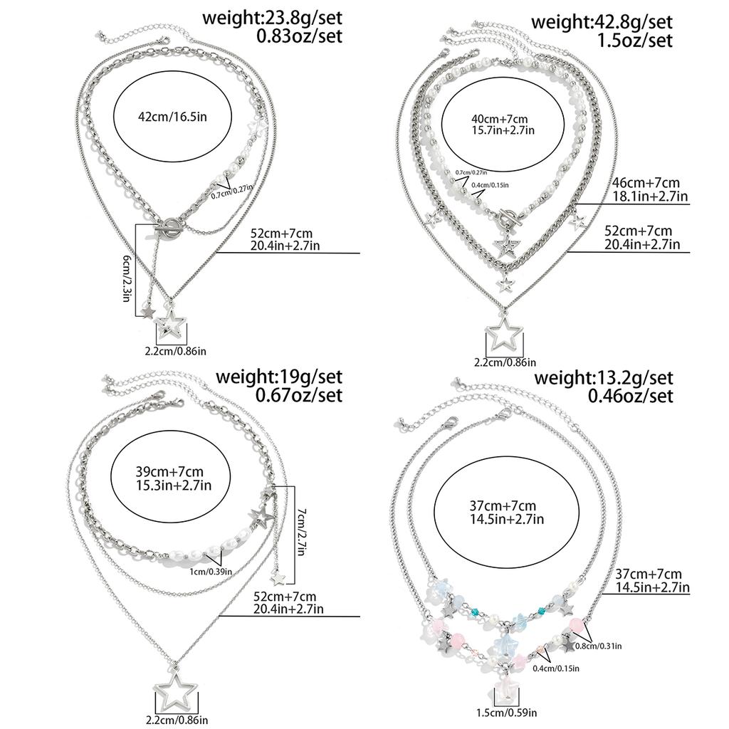 Ingemark 6 Styles Elegant Imitation Pearls Acrylic CCB Star Pendant Chokers Necklace Trendy Hip-hop Cool Alloy Chain Y2K Jewelry