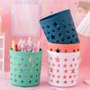 Hollow Star Plastic Pen Holders - Round Desktop Organizers with Cute Animal & Star Designs, Ideal for Office & Art Supplies