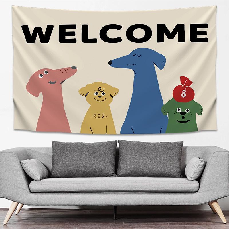 Cute Cartoon Animal Tapestry Colorful Aesthetic Wall Hanging Bedroom Living Room Kids Room Boho Wall Decor Home