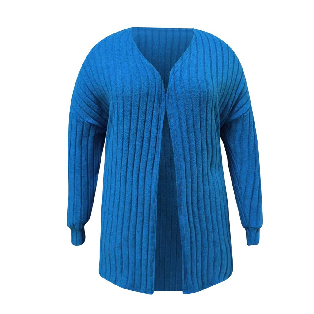 Women's Long Sleeved Solid Color Loose Cardigan Top Knitted Jacket