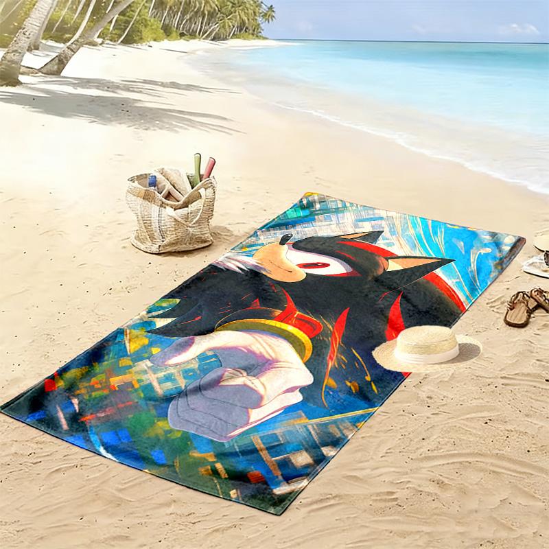 Sonic the Hedgehog Print Beach Towel, Large Soft Quick Dry Towel for Beach Camping Swimming