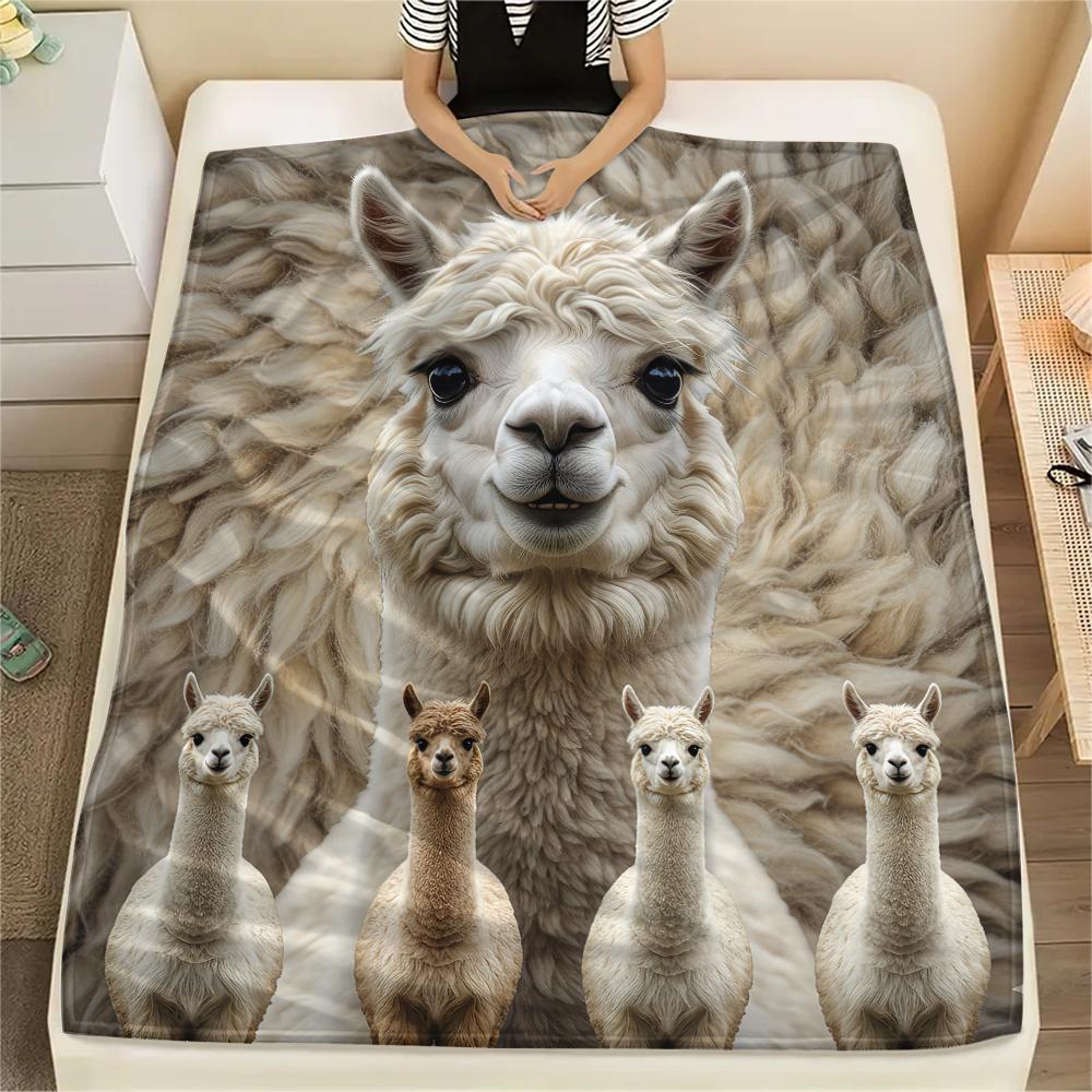 1Pc Horse Alpaca Print Flannel Blanket, High quality Comfortable for All Seasons, Home Decor, Warmth and Comfort, Perfect for Gifts