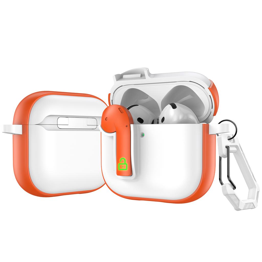 For AirPods 4 Case Colorful Lock Buckle Shockproof TPU + PC Earphone Cover with Carabiner