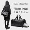Men's Waterproof Leather Fitness Bag: Travel Handbag & Shoulder Messenger with Dry/Wet Separation