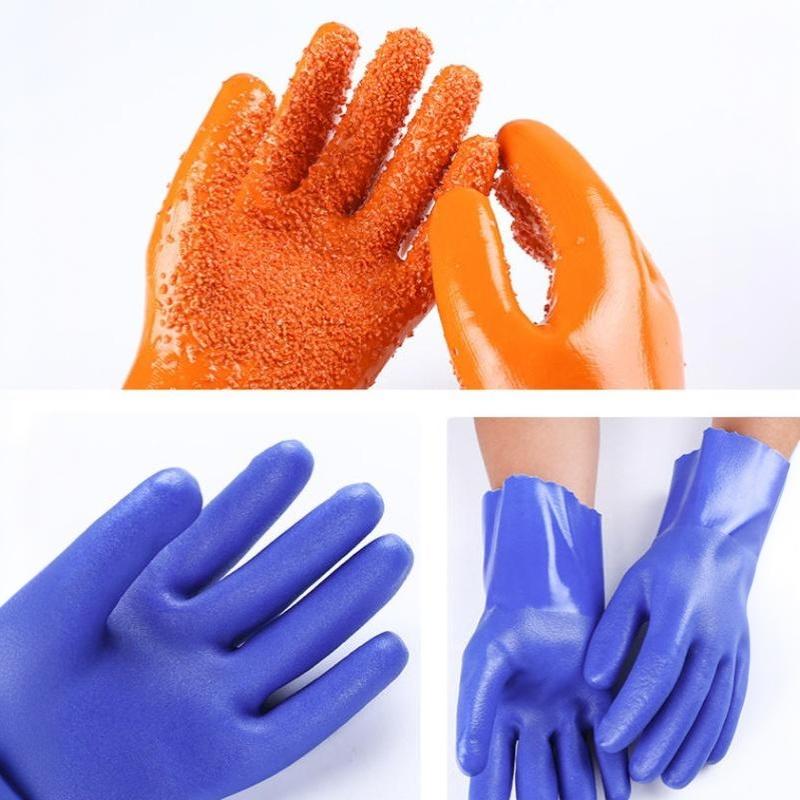 PVC Work Gloves Waterproof Oil & Chemical Resistant Non-slip Flexible Protective Gloves for Mechanical Repair Garage Use