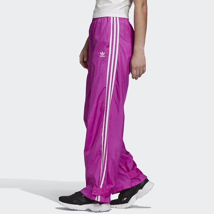 Adidas Originals Vintage Logo Embroidered Color Block Striped Wide Leg Loose Fit Sports Casual Pants Women Pants Purple FL4061