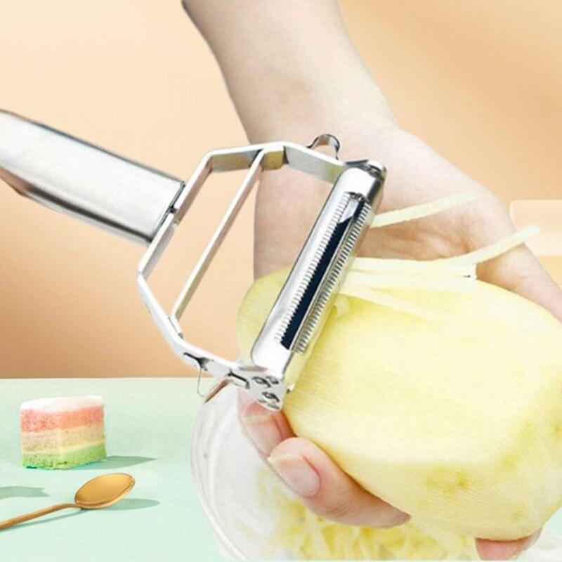 1 Pack Of Stainless Steel Peeler Kitchen Multifunctional Vegetable Cutter Fruit And Vegetable Tools Potato Carrot Melon Grater Double sided