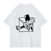 Neon Genesis Evangelion (EVA) Shinji & Asuka Manga Panel Line Art Vintage Oversized Black T-Shirt | Mecha Anime Fan Unisex Streetwear Tee