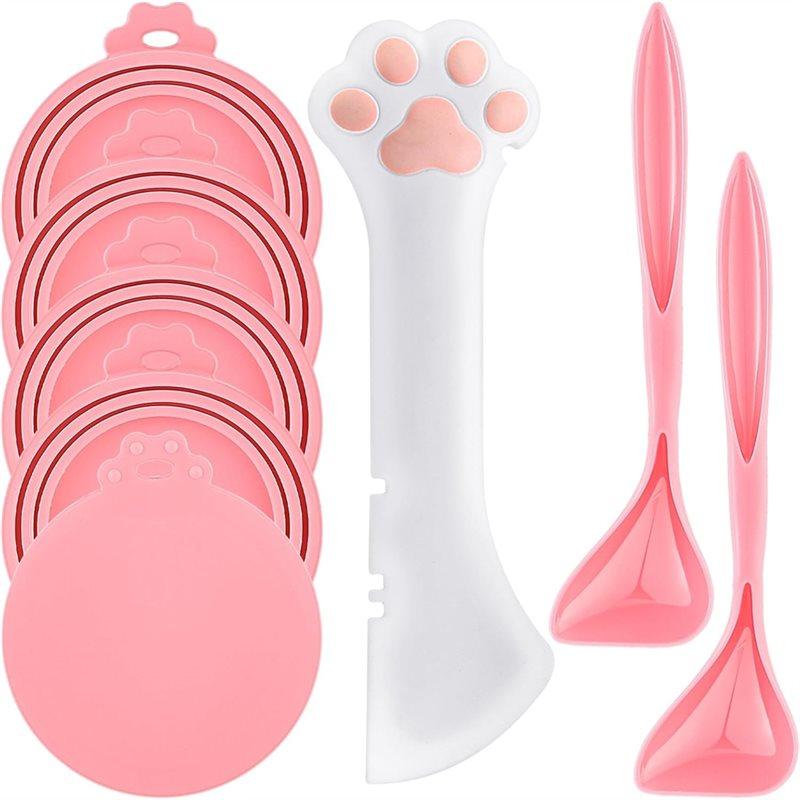 

CYCLI-Pet Food Supply Storage Set- Pink 8-Piece Includes 5 Silicone Can Lids, 2 Dog Spoons, 1 Paw-Shaped Can Opener