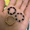 Black Onyx Beaded Stretch Rings