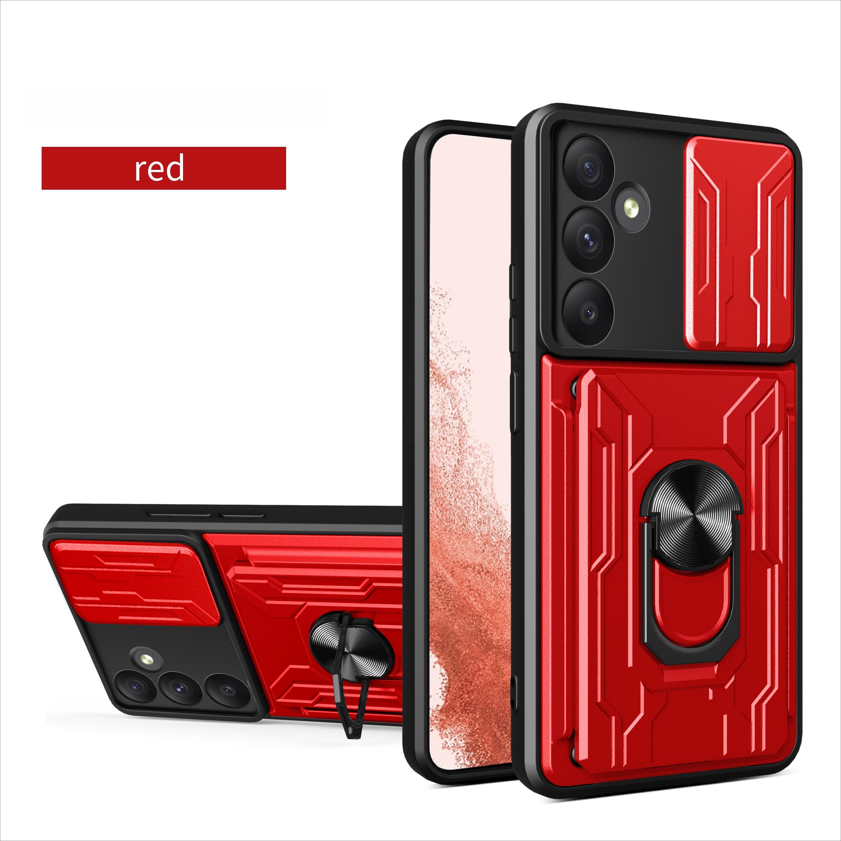 

For Samsung Galaxy A52 S A72 A73 A53 A54 A55 A56 A57 A33 A34 A35 A36 A37 Car Mounted Magnetic Rotating Ring Card Slot Phone Case Galaxy A36 5G червоний
