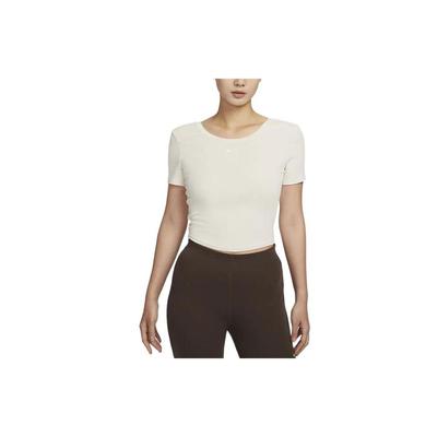 Ropa deportiva Punto Chill Color Sólido Holgada Espalda Abierta Manga Corta Camiseta Tops para Mujer Rojo Claro Marrón Madera FN3665-104