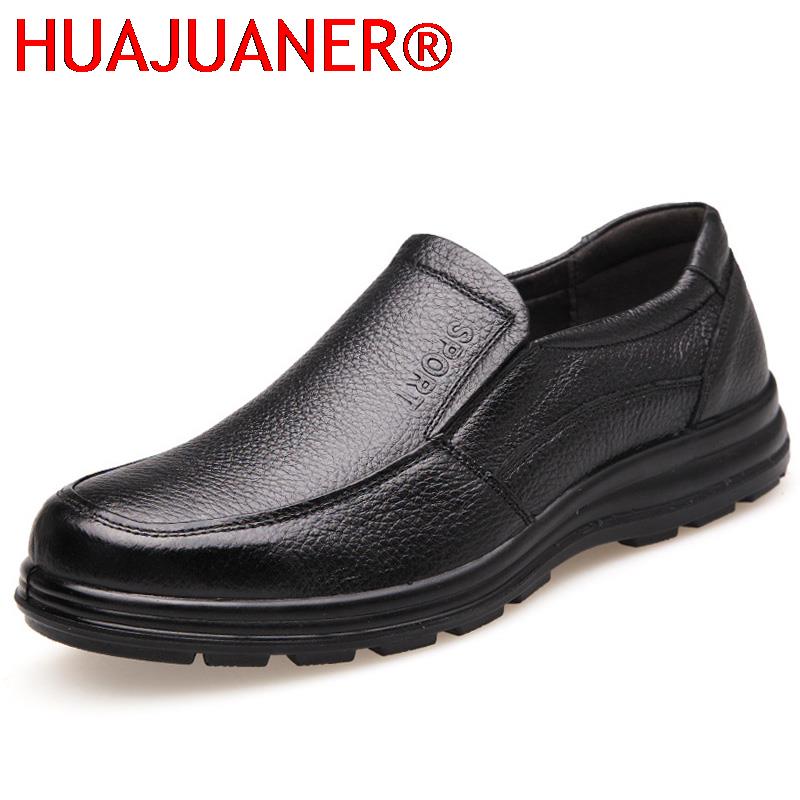 New High Quality Genuine Leather Shoes Men Flats Fashion Men's Casual Shoes Brand Man Soft Comfortable Lace Up Black