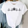 Unisex Women Dog Heartbeat Print Short Sleeve Tshirt Unisex Harajuku Casual Unisex and Womens Tshirt Clothing Street Tops Clothes