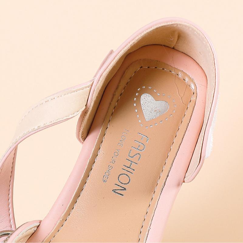 Girls' Half Sandals Summer Korean Version Soft Soled Children's Leather Shoes, Mid Size Children's Crystal Shoes, Baby Princess Shoes